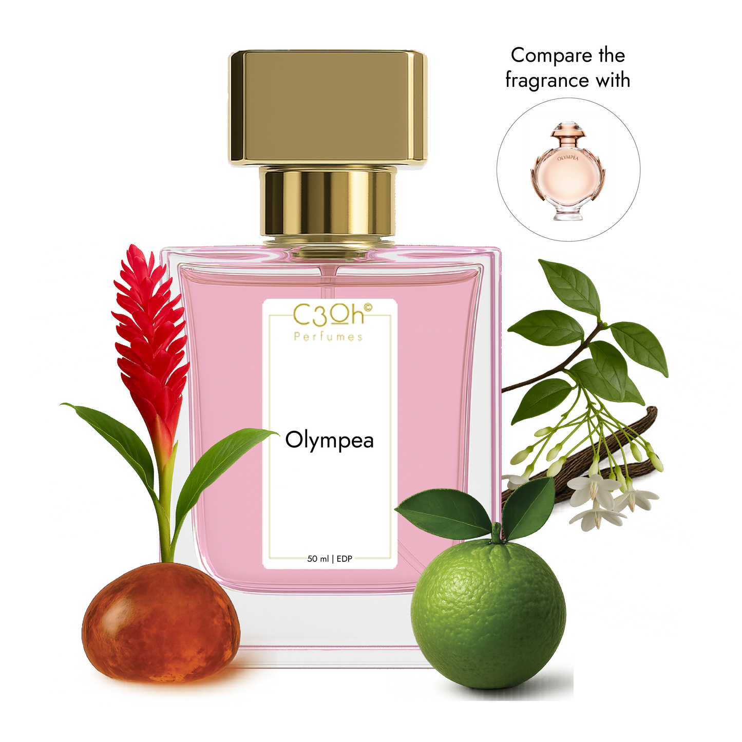 C3oh Olympea | Women's Perfume | Floral Ambery Gourmand Fragrance | 50 ml & 100 ml
