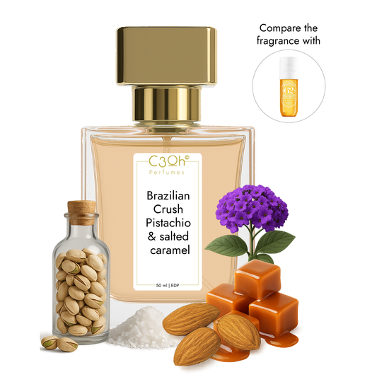C3oh Brazilian Crush Pistachio and salted caramel Perfume Spray for Men & Women | Festive Oriental Fragrance | 50 ml & 100 ml Men & Women's Eau De Perfume Spray | Luxury Gift for Him & Her | Perfume for Playful Fun-loving Confident Tropical Men & Women