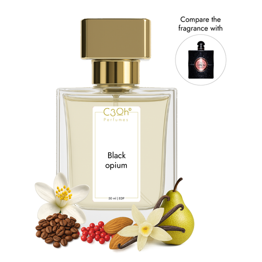 C3oh Black opium Perfume Spray for Women | Oriental Gourmand Fragrance | 50 ml & 100 ml Women's Eau De Perfume Spray | Luxury Gift for Her | Perfume for Mysterious Sensual Confident Bold Women