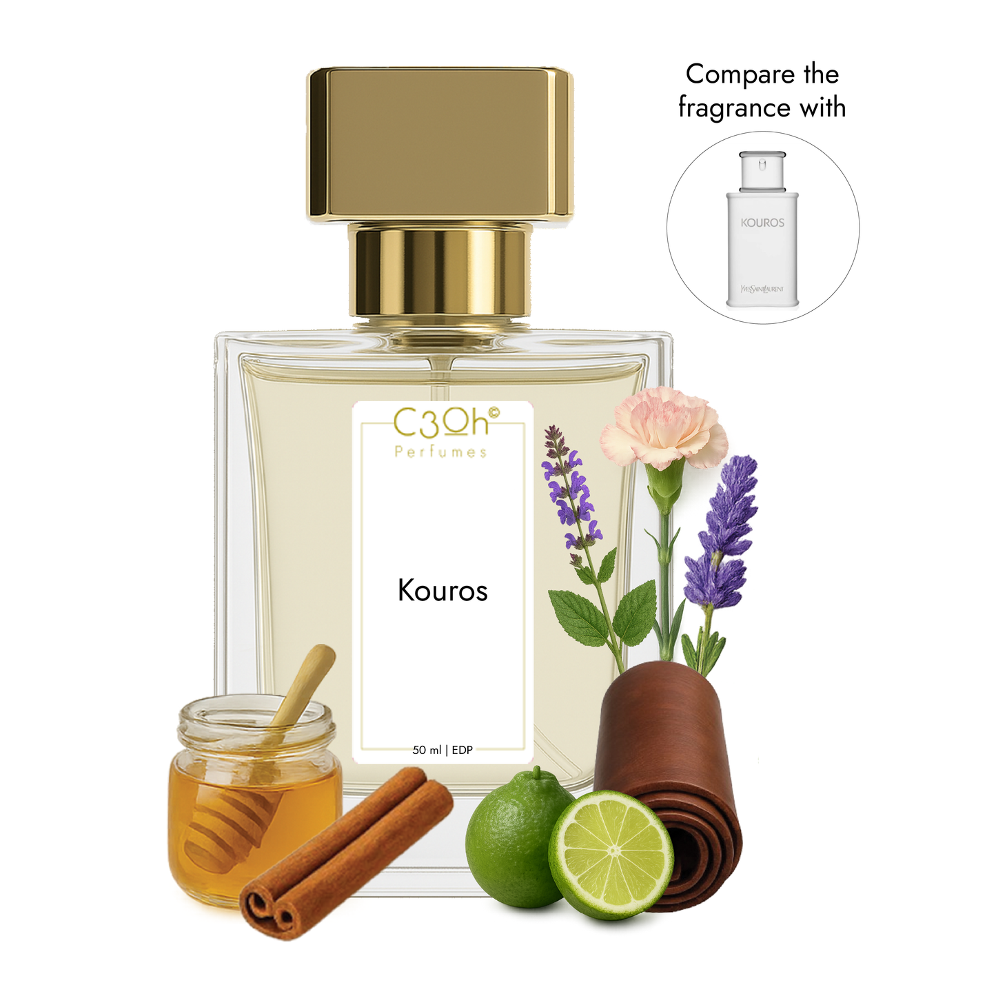 C3oh Kouros | Men's Perfume | Fougere Leathery Fragrance | 50 ml & 100 ml