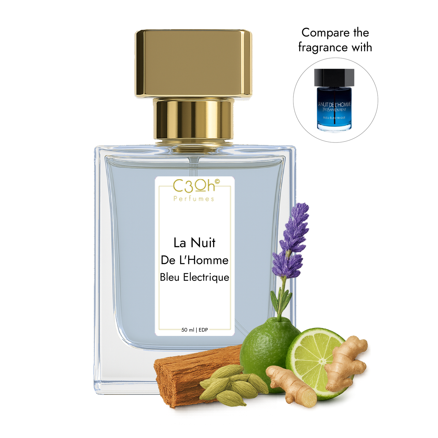 C3oh La Nuit De L'Homme Bleu Electrique | Men's Perfume | Oriental Fougere Fragrance | 50 ml & 100 ml