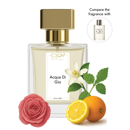 C3oh Acqua Di Gio Perfume for Men | Citrus Aromatic Marine Fresh Spicy Fragrance | 50 ml & 100 ml Men's Eau De Perfume Spray | Luxury Gift for Him | Perfume for Fresh, Masculine, Timeless, Confident Men