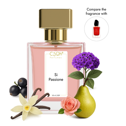 C3oh Si Passione Perfume Spray for Women | Fruity Floral Sweet Woody Vanilla Fragrance | 50 ml & 100 ml Women's Eau De Perfume Spray | Luxury Gift for Her | Perfume for Passionate, Elegant, Confident, Feminine Women