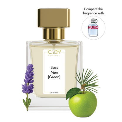 C3oh Boss green Perfume Spray for Men | Fougure Fruity Fresh Fragrance | 50 ml & 100 ml Men's Eau De Perfume Spray | Luxury Gift for Him | Perfume for Classic Confident Professional Grounded Men