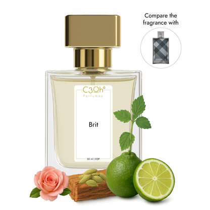 C3oh Brit Perfume Spray for Men | Fresh Spicy Woody Fragrance | 50 ml & 100 ml Men's Eau De Perfume Spray | Luxury Gift for Him | Perfume for Grounded Introspective Stylish Charismatic Men