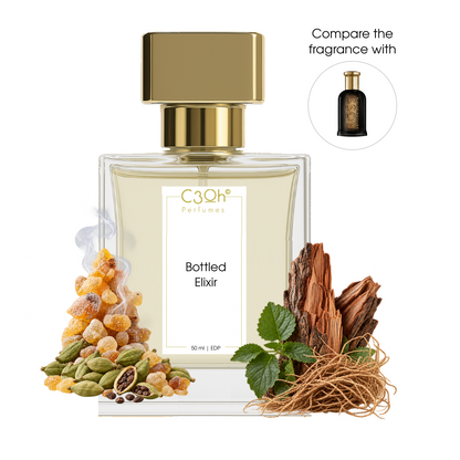 C3oh Bottled Elixir perfume with incense, cardamom and woods inspired by Hugo Boss Bottled Elixir