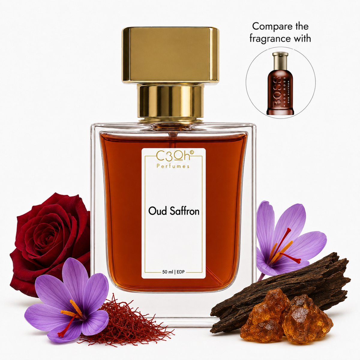 C3oh Oud Saffron perfume for men – inspired by BOSS Bottled Oud Saffron