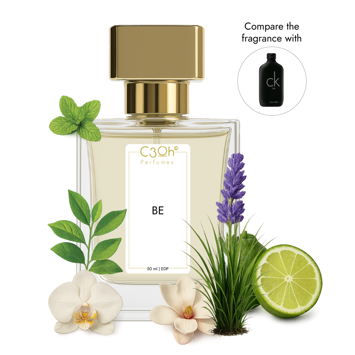 C3oh BE Perfume Spray for Men & Women | Floral Woody Musky Fragrance | 50 ml & 100 ml Men Women's Eau De Perfume Spray | Luxury Gift for Him & Her | Perfume for Clean Fresh Casual Confident Men & Women