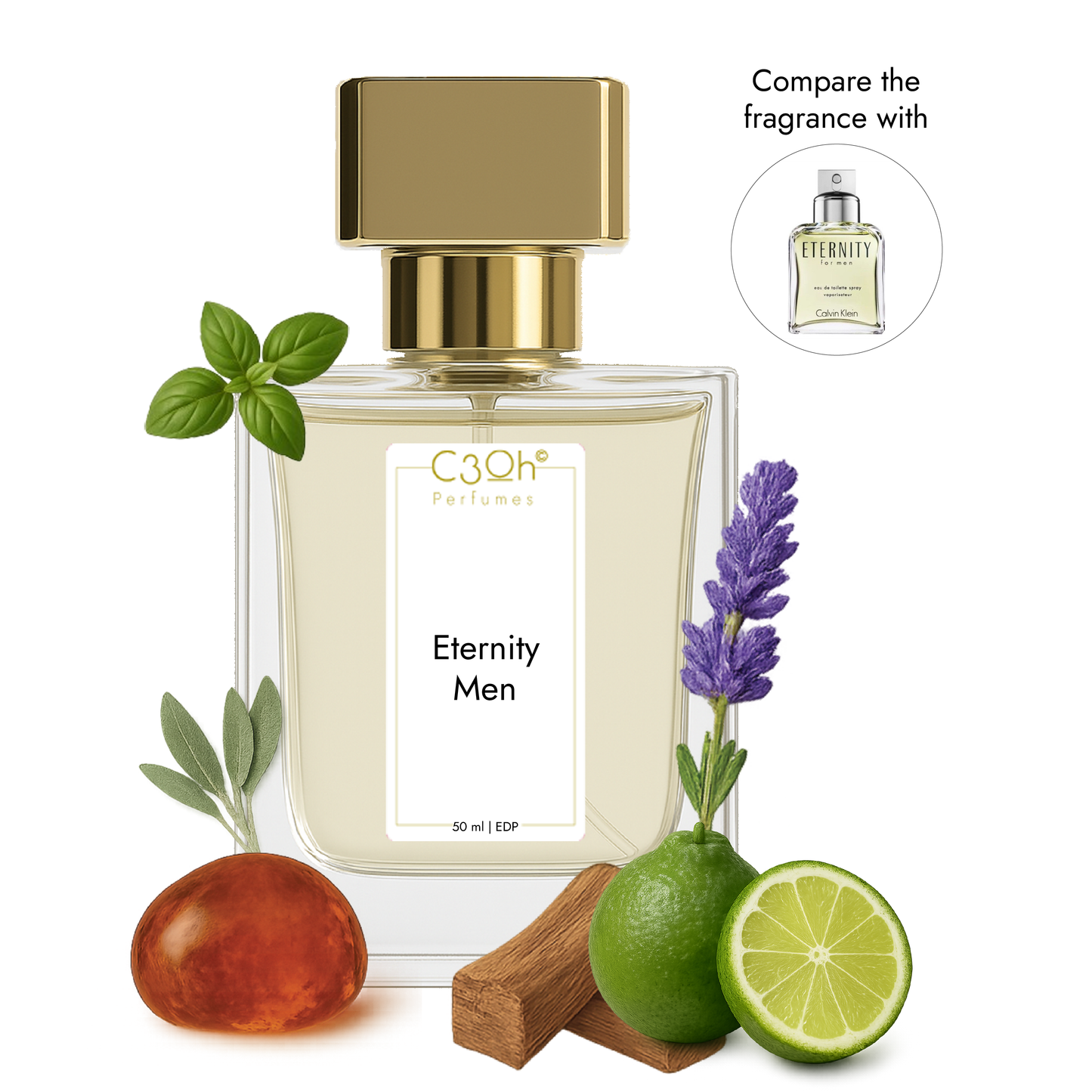 C3oh Eternity Men Perfume Spray for Men | Aromatic Citrus Fresh Spicy Fragrance | 50 ml & 100 ml Men's Eau De Perfume Spray | Luxury Gift for Him | Perfume for Classic Masculine Confident Romantic Men