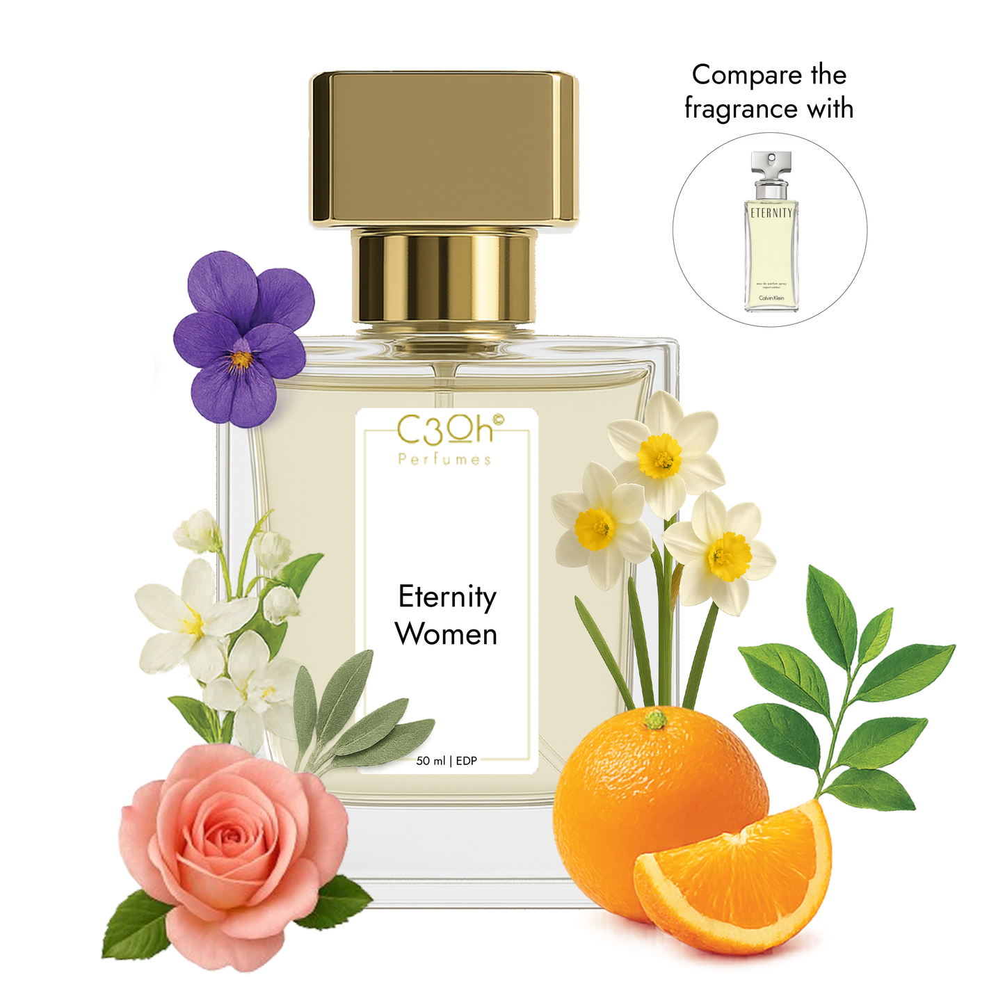 C3oh Eternity Women Perfume Spray for Women | Floral Green Aromatic Fragrance | 50 ml & 100 ml Women's Eau De Perfume Spray | Luxury Gift for Her | Perfume for Elegant Timeless Confident Feminine Women