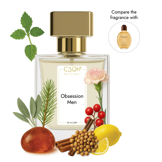 C3oh Obsession Men Perfume Spray for Men | Oriental Woody Citrus Fragrance | 50 ml &  100 ml Men's Eau De Perfume Spray |  Luxury Gift for Him | Perfume for Confident Mysterious Artistic Passionate Men