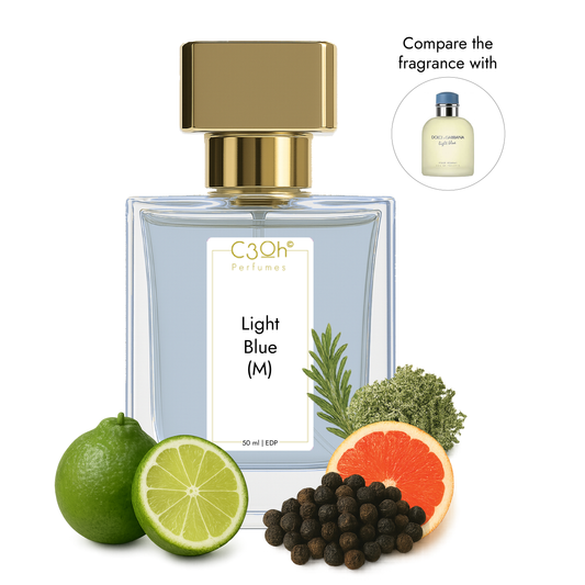 C3oh Light Blue M Perfume Spray for Men | Aromatic Citrus Fresh Spicy Fragrance | 50 ml & 100 ml Men's Eau De Perfume Spray | Luxury Gift for Him | Perfume for Fresh Masculine Confident Sporty Men