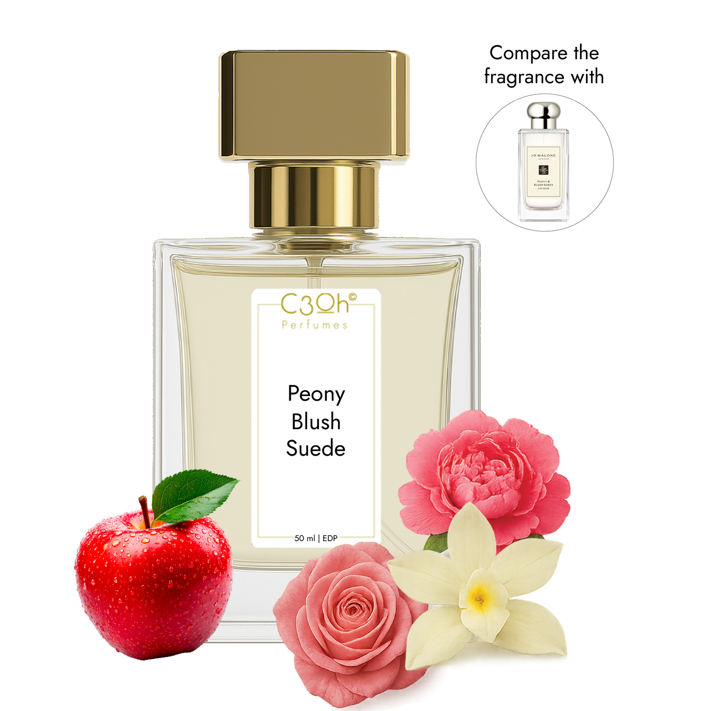 C3oh Peony Blush Suede Perfume Spray for Women | Floral Fragrance | 50 ml & 100 ml