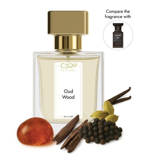 C3oh Oud Wood Perfume Spray for Men & Women | Woody Spicy Fragrance | 50 ml 100 ml Men Womens Eau De Perfume Spray | Luxury Gift for Him Her | Perfume for Exotic Sophisticated Confident Luxurious Men & Women