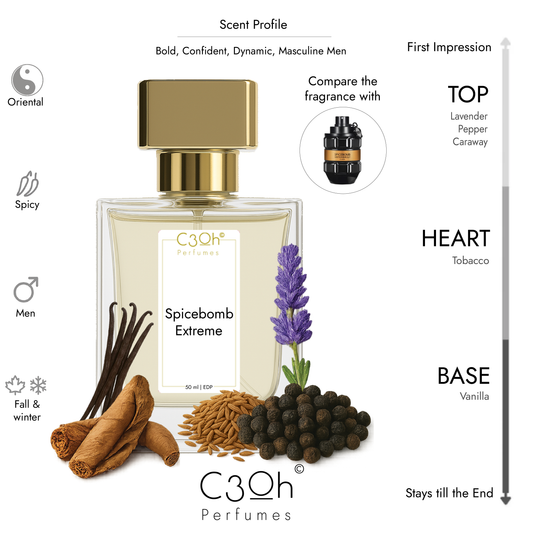 C3oh Spicebomb Extreme Perfume Spray for Men | Oriental Spicy Fragrance | 50 ml & 100 ml Men's Eau De Perfume Spray | Luxury Gift for Him | Perfume for Intense Powerful Confident Masculine Men